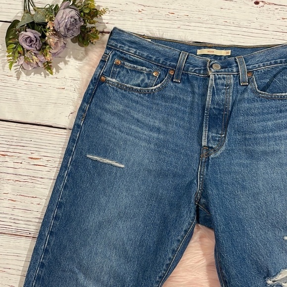 Levi’s Wedgie Icon Straight Leg Jeans Athens Asleep Wash Distressed - Picture 8 of 13